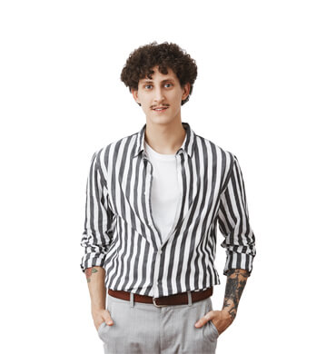 black & white striped shirt